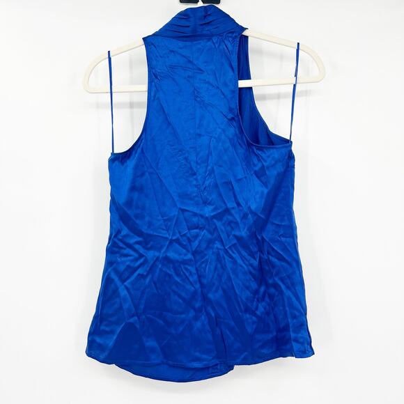 Express Women Casual Chic Silk Blend Mock Neck Ruffled Tank Top Blouse Size S - Picture 7 of 7